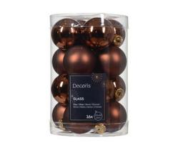 Stiklinių kalėdinių eglės žaisliukų rinkinys BAUBLES MIX, t. rudos sp., 3,5 cm, 16 vnt