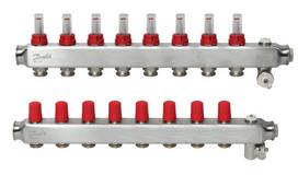 Grindinio šildymo kolektorius DANFOSS SSM-8F, 1', 8+8 žiedų, reguliuojamas, plieninis