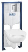 Klozeto komplektas GROHE SOLIDO 5-in-1 BAU CERAMIC: rėmas GROHE Rapid SL, klozetas Grohe Bau Ceramic