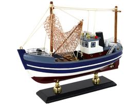 Žaislinis laivas Lean Toys Collector Ship Wooden Fishing Cutter 13535, tamsiai mėlyna sp.