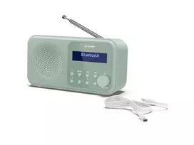 Sharp DR-P420(GN) Tokyo Portable Digital Radio, FM/DAB/DAB+, Bluetooth 5.0, USB or Battery Powered, Aquamarine Green | Sharp