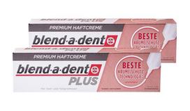 2x Blend a dent Plus Premium dantų protezų fiksavimo kremas su apsauga nuo trupinių 40g pilniems ir daliniams dantų protezams