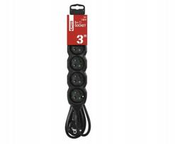 Juodas 3 m ilgio ilgintuvas su 5 lizdais Pc0513r Emos