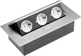 Gtv Ae-pb03gs-53 3 x Schuko stalo maitinimo lizdas be maitinimo laido, aliuminis