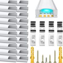 Led aliuminio profilis u formos 12 mm led juostoms, 20 x 1 m juostelių bėgelio kampinis profilis aliuminio profilio juostelė difuzorius aliuminio profilio juostelė profilis su pieno baltumo dangteliu ir 90 laipsnių kampu