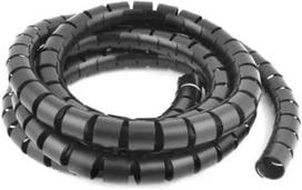 Blendend 6 mm pločio 10 m ilgio spiralinis laidas elegantiškos juodos spalvos, idealiai tinkantis efektyviai organizuoti, apsaugoti ir sulygiuoti laidus.
