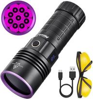 Alonefire Sv119 365nm Uv žibintuvėlis 90w Usb įkraunamas skaitmeninis ekranas stipri juoda šviesa naminių gyvūnų šlapimo detektorius dervai, žvejybai, skorpionams, gintarui, mineralams su Uv apsauginiais akiniais, baterija