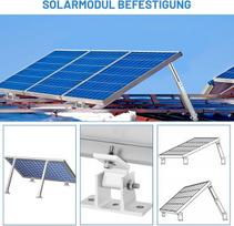Saulės panelės stogo laikiklis, reguliuojamas aliuminio saulės panelės laikiklis 15-30°, aliuminio laikiklio balkono elektrinės montavimo rinkinys 36 cm-70 cm, tinkamas valtims, kemperiams, ne tinklo stogo sistemoms (1