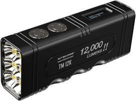 Nitecore Tm12k Žibintuvėlis su Baterija, 12000 Liumenų, 250 m Šviesos Srautas, Usb-c, Led Lempa Lauko Veiklai, Juodas