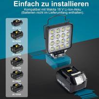 Sentoo akumuliatorinis šviestuvas, skirtas Makita 18 V, 48 W 4800 Lm belaidis Led darbo šviestuvas, akumuliatorinis, nešiojami prožektoriai su 2 ryškumo režimais, mini statybvietės lempa priežiūrai, stovyklavimui