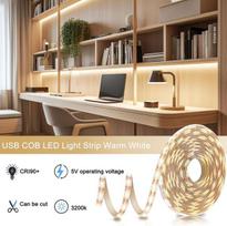 Fupt Led juosta 5 m Usb šiltai balta 3000 K Led juosta šiltai balta 300 Led, reguliuojamo ryškumo, veidrodžio dekoravimui, vakarėliams, miegamajam, virtuvei, namų dekoravimui
