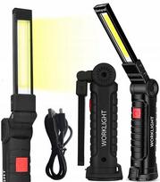 Garažo led dirbtuvių lempa, stipri, sulankstoma, su magnetu, kabliu, usb, galingas žibintuvėlis
