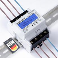 Elektros skaitiklis [flds100-dr] ant din bėgelio su dienos skaitikliu (atstatomas) ir apkrovos indikatoriumi, trifazis srovės matuoklis 100a, 3.9te, s0, skaitmeninis apšvietimas (mėlynas)