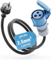 Greate 16a Schuko kištukas į Cee jungtį - Cee adapteris 230 V su 150 cm ilgio kabeliu ir Ip44 apsauga - Cee adapteris Schuko, karavano kištukas, stovyklavimo kištuko adapteris, stovyklavimo kabelio adapteris