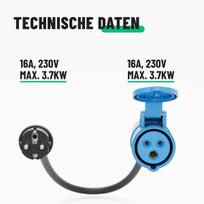 Greate Cee adapterių rinkinys: schuko kištukas į Cee movą ir Cee kištukas į schuko movą - adapteris Cee kištuko mova 230v ir Ip44 apsauga - Cee adapteris schuko mova, maitinimas stovyklavimui, Ce adapteris