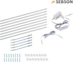 Sebson® 12 V led juosta, šiltai balta, po spintele montuojamas šviestuvas, 30 cm virtuvės šviestuvo juosta su kištuku ir jungikliu, 8.8 x 6.7 x 300 mm
