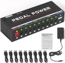 Visiškai izoliuotas gitaros pedalų maitinimo šaltinis, aklot pedalų maitinimo šaltinis su 10 nuolatinės srovės išėjimų 9v/18v gitaros bosų efektų pedalams su trumpojo jungimo/viršsrovių apsauga