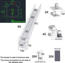 Flyamapirit saulės kolektorių laikiklių rinkinys, aliuminio lydinio fotovoltinių modulių montavimo bėgelių rinkinys (6 x 300 mm bėgelis + 4 x galinis spaustukas + 2 x centrinis spaustukas) 2 saulės pv moduliams