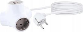 Prailgintuvas su 3 lizdais ir 2 Usb, 1.4m, baltas