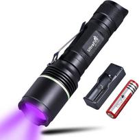 Ultrafire uv žibintuvėlis 395nm led juoda šviesa, vieno režimo ultravioletinė lempa uv šviesa, skirta dervos kietinimui, uv klijams, naminių gyvūnų šlapimo dėmėms, skorpionų aptikimui