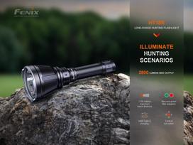 Fenix ht18r led medžioklinis žibintas su maks. 2800 liumenų fokusiniu apšvietimu + raudonas filtras + žalias filtras + stroboskopas + sos su 5000 mah baterija ir usb-c įkrovimo laidu - tinkamas kabelinis jungiklis