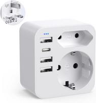 6-in-1 kelioninis adapteris, adapteris Anglija Vokietija kištukas su 3 Usb prievadais + 1 Usb C + 2 Ac lizdais, G tipo lizdo adapteris, skirtas Anglijai, Airijai, Jk, Dubai, Maldyvams