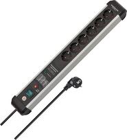 Brennenstuhl Premium Protect-line 6 lizdų maitinimo juosta su apsauga nuo viršįtampių 60 000 A (daugialypis lizdas su jungikliu ir 3 m kabeliu, pagaminta Vokietijoje) sidabrinė/juoda