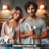 V-tac elektrinis ilginamasis laidas 3 metrų ilgio su 10/16a bipasso lizdu - ilginamasis laidas namams, biurui, verslui, darbui - itin tvirtas - 16a baltas kištukas