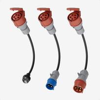 Dé adapterių rinkinys Cee 16a 5 kontaktų mobiliai įkrovimo Dėžutei/ev įkrovikliui/įkrovimo stočiai į Cee raudoną 32a/cee mėlyną 16a/230v buitinį lizdą su 0,5 m guminiu kabeliu H07rn-f 3g2.5 mm² Ip44, skirtas naudoti lauke