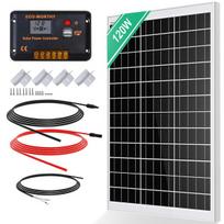 Eco-worthy 120 W saulės panelės rinkinys: 120 W 12 V monokristalinė saulės panelė + 30 A saulės įkrovimo valdiklis + 5 m saulės kabelis + Z tvirtinimo spaustukai kemperiui, nameliui ant ratų, namų ūkiui ir ne tinklo sistemai