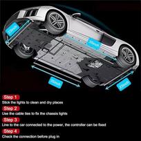 Led apšvietimas po automobiliu, 4 dalys (2 x 60 + 2 x 90 cm) 64 režimai valdomi bluetooth programėle, neoninės lempos, 12 v 16 milijonų spalvų rgb dekoratyvinis apšvietimo rinkinys