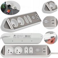 Kampinis baldinis prailgintuvas su Usb 3.1a, 4 lizdai, 2m laidas