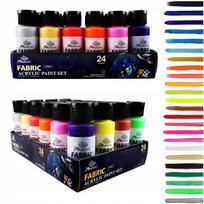 Didelis audinių dažų rinkinys šviesiems ir tamsiems audiniams, dažai drabužiams, 24 x 59 ml Phoenix dažai