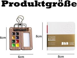 Mini paletė, mini akvarelės rinkinys, akvarelės rinkinys Pocketartist kelioninis rinkinys su segtukais dailininkams, menininkams, studentams (1 paletė, 1 piešimo knyga, 1 plunksnakotis, 1 spalvų dėžutė)