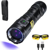 Darkdawn Uv žibintuvėlis, 365 nm įkraunamas Usb žibintas su juodu veidrodžiu, 3 Led juodos šviesos, mini medinė lempa, patvarus, vandens likučių, naminių gyvūnų šlapimo detektorius, apsauga nuo padirbinėjimo