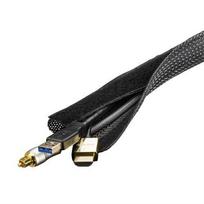Deltaco LDR16 Cable Organizer for Desk/Wall, Cable Sleeve, Black, 1 piece