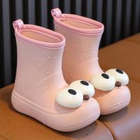 Big-eyed children's rain shoes women's boys' rain boots baby water shoes soft-soled non-slip boys and girls children's waterproof glue shoes 24-25 brown