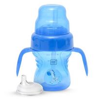 Mee Mee Neišsipilantis, Keičiamas snapelis/puodelis 150 ml su minkštu silikoniniu antgaliuku ir šiaudeliu, Be BPA, nuo 6 mėn. (Mėlyna) blue