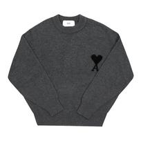 Ami Big Heart Logo Intarsia Unisex Knit Uks838 018 0504 UKS838 018 0504 (M) black