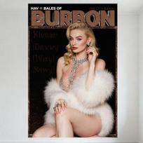 Sexy Glamorous Vintage BURBON Magazine Cover Tin Sign - Woman with Fur Stole & Jewelry, Luxury Home Cafe Bar Wall Decor Metal Po 20x30cm（7.8x11.8inch） black