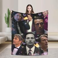 Mads Mikkelsen Antklodė Kelioninė Biuro Flanelinė Lovos Patalynė Apklotai Sofai Lovai Super Minkštas Dizainas Kokybiškas Lovos Užtiesalas Gimtadienio Dovana 30x40in gray