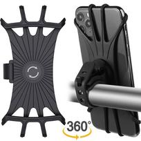 360°Rotation Cycling Bike Bicycle Phone Mount Holder Soft Silicone Handlebar Case Phone Bracket for IPhone Samsung 4.5-6.5 Inch 2PCS black