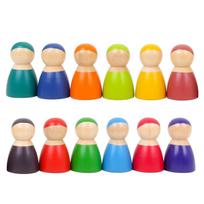 Montessori vaivorykštės statybiniai kaladėlių rinkiniai, mediniai, edukacinis žaislas, vaivorykštės miško pilies lėlių, kūrybingas dėlionė, edukacinis žaislas vaikui orange