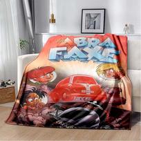Die Abrafaxe Unter Schwarzer Flagge Pirate Flannel Blanket, Vintage German Comic Print Sofa Throw Blanket, Home Decor Gift For Comic Collectors 80cm x 120cm gray