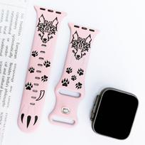 Compatible with Apple Watch 8/7/Ultra/SE Silicone Fang Wolf Band 38/40/41mm balta/juoda