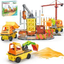 Picasso Tiles - Magnetic Tiles 5-in-1 Construction Vehicle Builder Set 50pcs (PTU06)