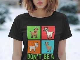 Funny Goat Cartoon Graphic Tee, Don't Be A Silly Billy Fun T-Shirt, Novelty Farm Animal Design, Comical Goat Lovers Tee, Humorous Shirt for 3XL gray