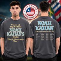 Noah Kahan Merch I Went Off My Meds At The Great Divide Tour 2026 Rprint T-Shirt M gray