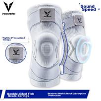 VEIDOORN Professional Basketball Knee Brace for Men, Joint Support for Running And Soccer, Strap Knee Protector V7740 White-Gray M Single Piece