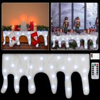 Warm White LED Fake Icicle Snow Blanket with LED Lighted Artificial Snow Icicle Mantel Cover Warm White black